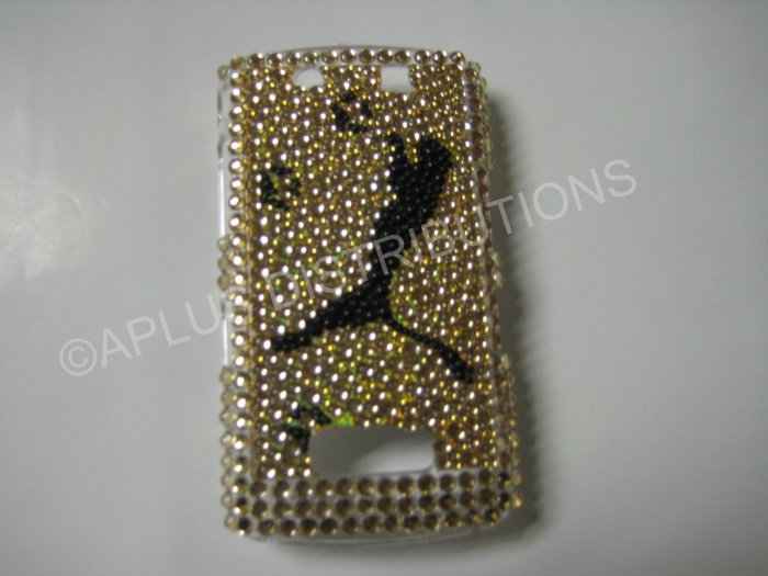 New Gold Jaguar Jumping Bling Diamond Case For Blackberry 9500 - (0078)