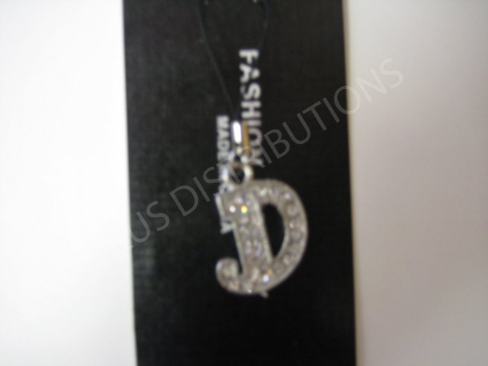 NEW Crystal Cell Phone Charm- Big Letter âDâ Cursive