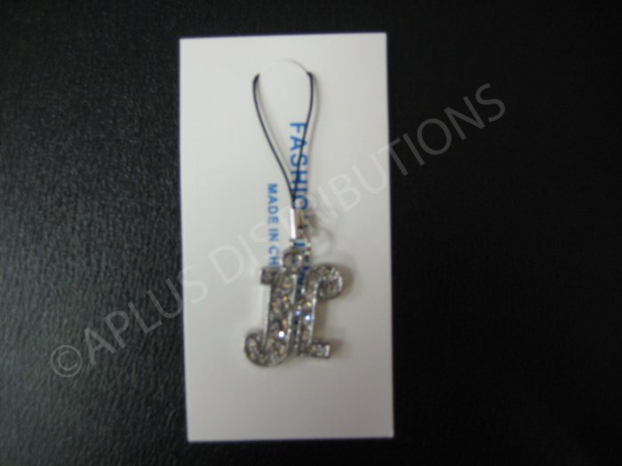 NEW Crystal Cell Phone Charm- Big Letter âHâ Cursive