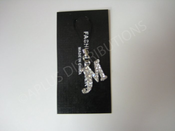 NEW Crystal Cell Phone Charm- Big Letter âMâ Cursive