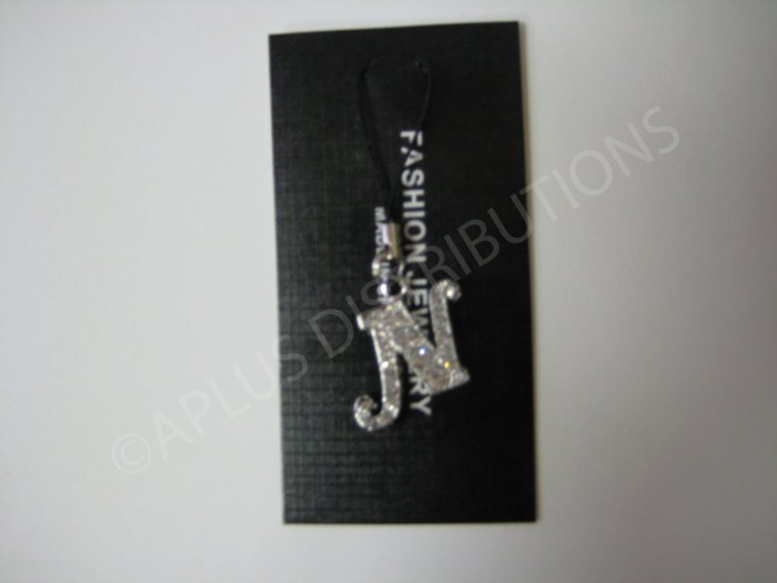 NEW Crystal Cell Phone Charm- Big Letter âNâ Cursive