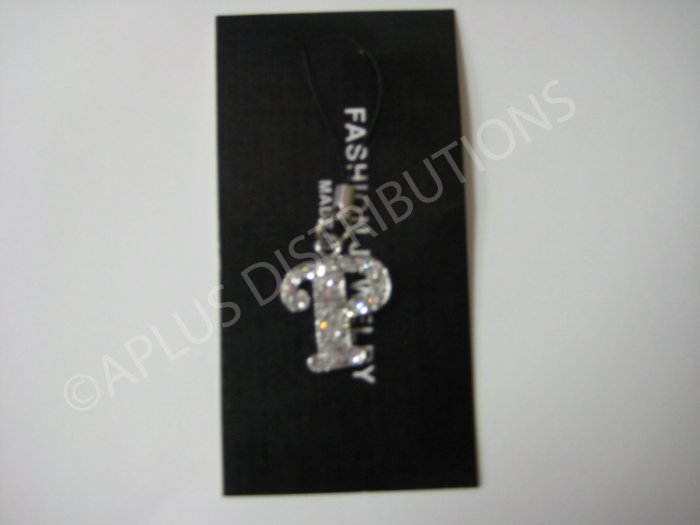 NEW Crystal Cell Phone Charm- Big Letter âPâ Cursive
