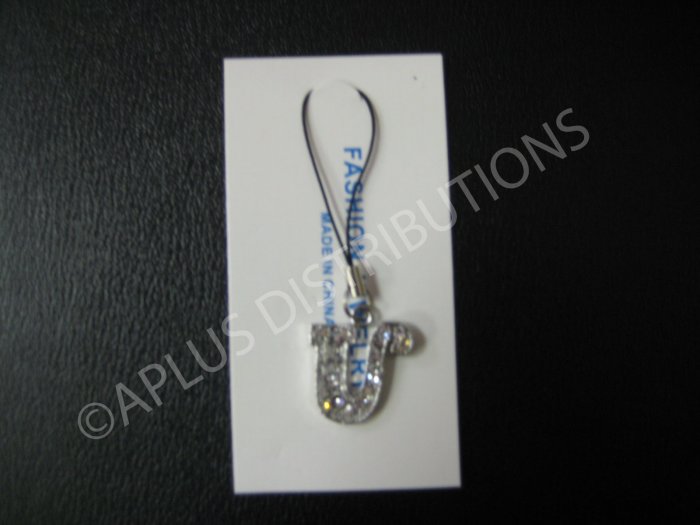 NEW Crystal Cell Phone Charm- Big Letter âUâ Cursive