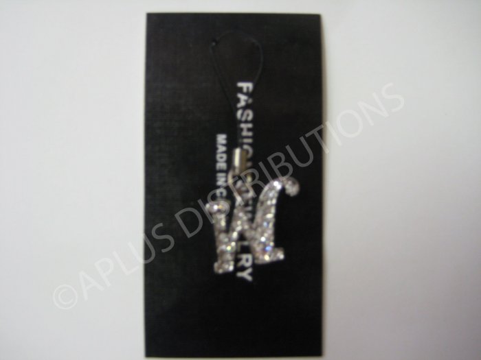 NEW Crystal Cell Phone Charm- Big Letter âWâ Cursive