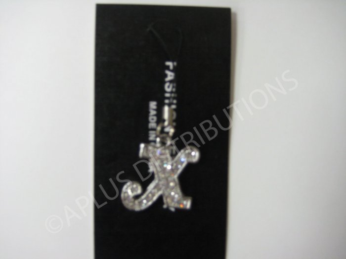 NEW Crystal Cell Phone Charm- Big Letter âXâ Cursive