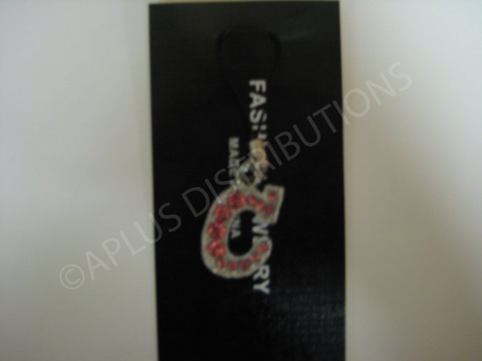 NEW Crystal Cell Phone Charm- Big Letter Pink âCâ Cursive
