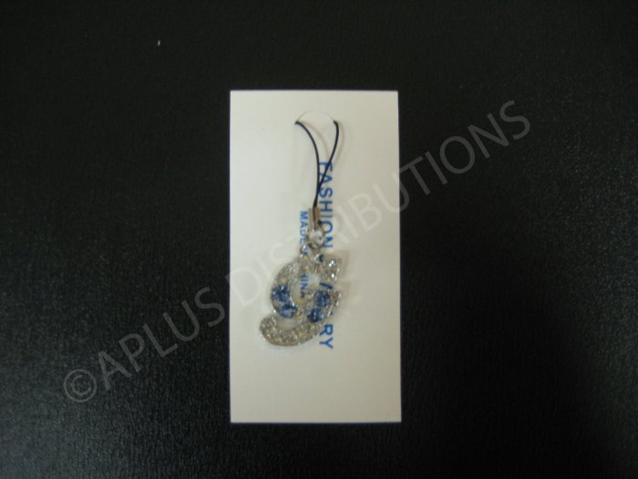 NEW Crystal Cell Phone Charm- Big Letter Light Blue âGâ Cursive