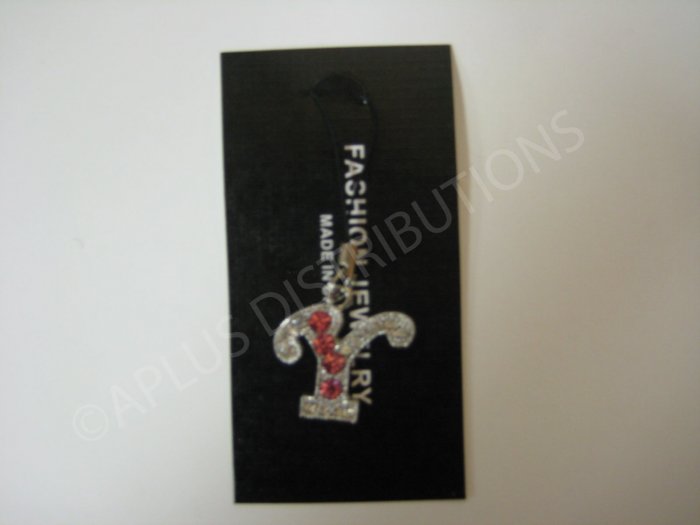 NEW Crystal Cell Phone Charm- Big Letter Pink âYâ Cursive