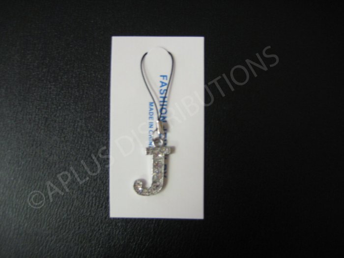 NEW Crystal Cell Phone Charm- Big Letter âJâ Regular