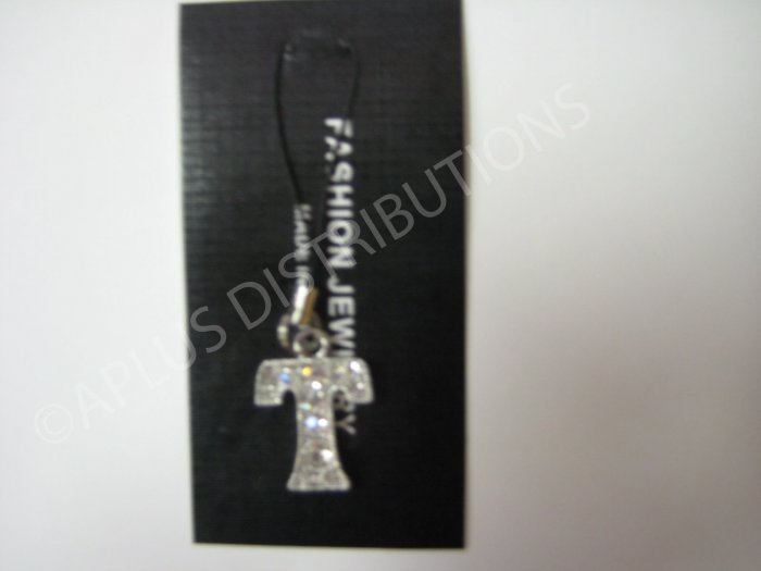NEW Crystal Cell Phone Charm- Big Letter âTâ Regular