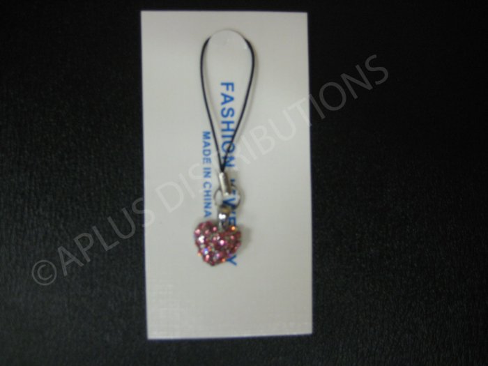 NEW Crystal Cell Phone Charm- Pink Heart Mutli-Diamonds