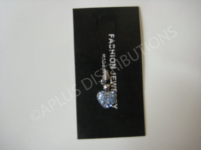 NEW Crystal Cell Phone Charm- Blue Heart Mutli-Diamonds