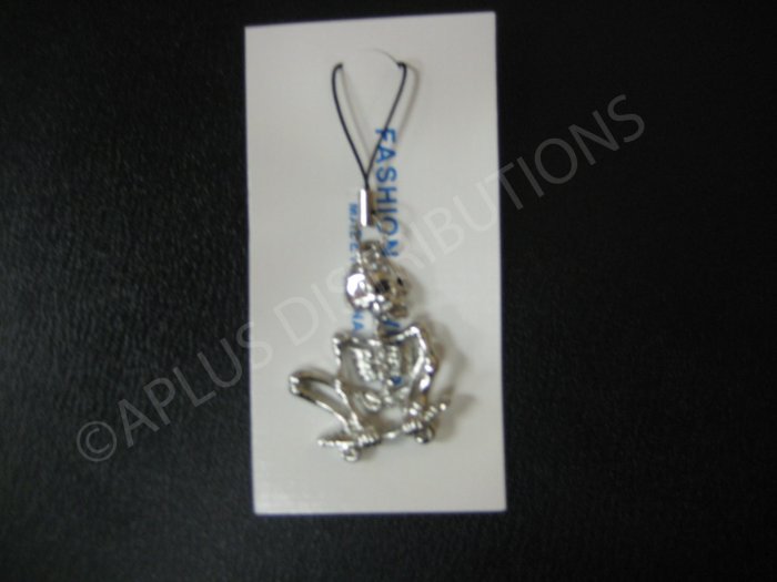 NEW Crystal Cell Phone Charm- Clear Skeleton on a Skate Board Mutli-Diamonds