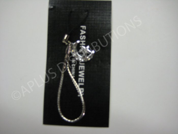 NEW Crystal Cell Phone Charm-Crescent Moon W/ Star