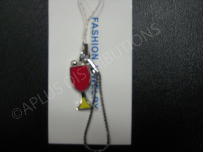 NEW Crystal Cell Phone Charm-Wine Glass