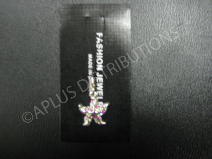 NEW Crystal Cell Phone Charm- Starfish Hot pink