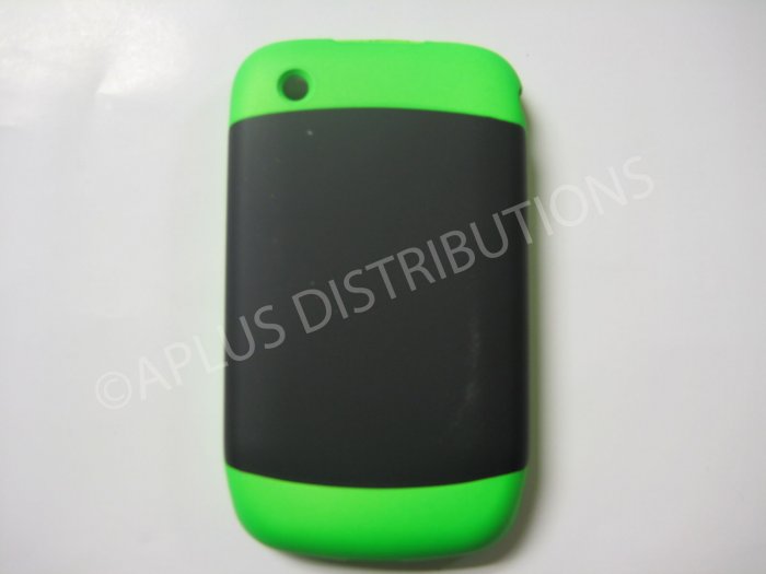 New Lime Green Rubberized Hard Cover For Blackberry 8520 - (0114)