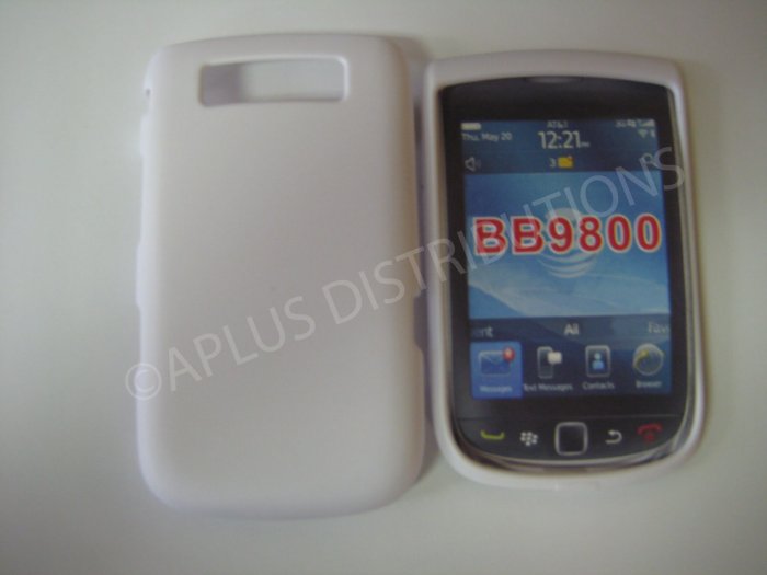 New White Rubberized Hard Protective Cover For Blackberry 9800 - (0156)