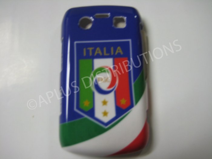 New Blue Italia W/Strips Design Hard Protective Cover For Blackberry 9700 - (0068)