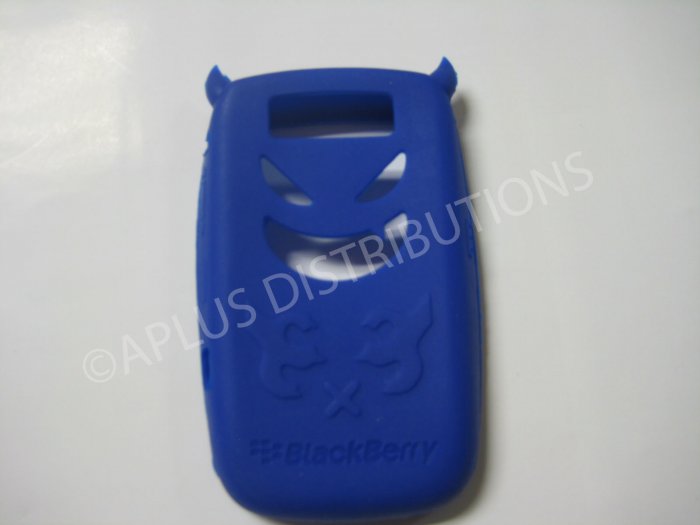 New Dark Blue Devil Design Silicone Cover For Blackberry 8900 - (0187)