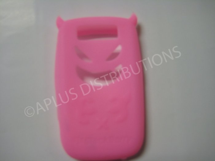 New Light Pink Devil Design Silicone Cover For Blackberry 8900 - (0022)