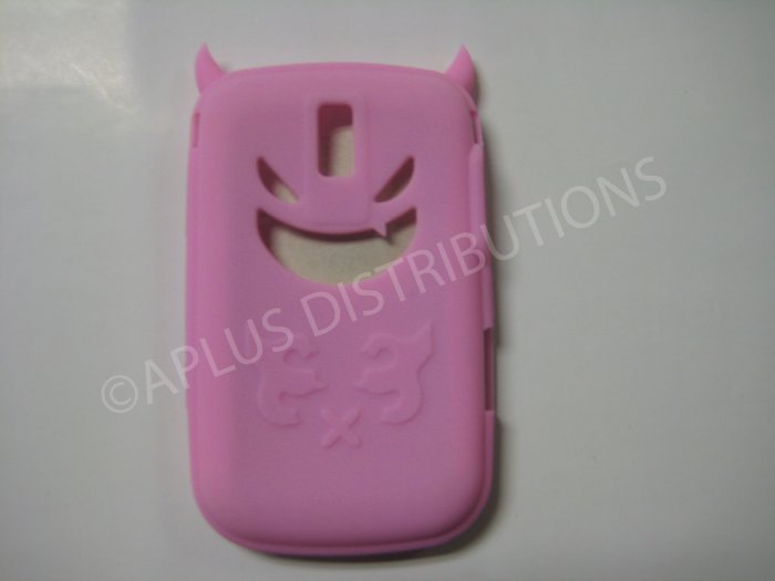 New Pink Devil Design Silicone Cover For Blackberry 9000 - (0022)