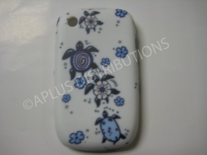 NEW HAWAIIAN TURTLE DESIGN FOR BLACKBERRY 8520 - BLUE/WHITE