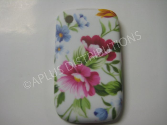 New White Pink Flowers TPU Cover For Blackberry 8520 - (0089)