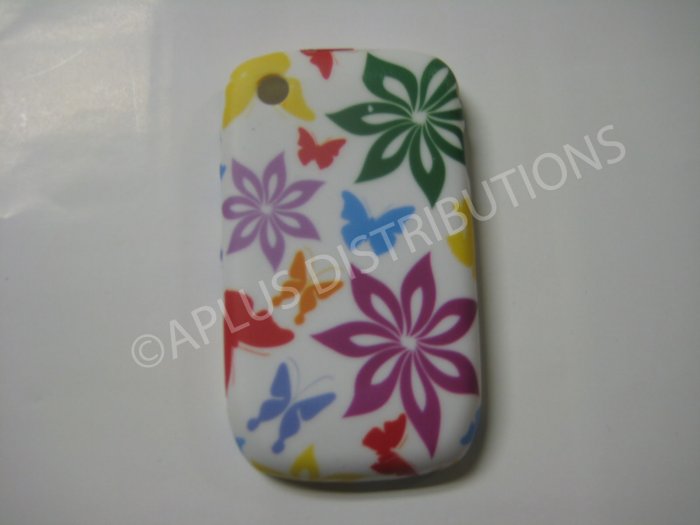 New Multi-Color Flower Image TPU Cover For Blackberry 8520 - (0092)