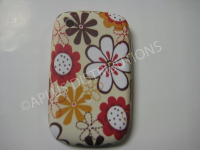 New Brown Flower Image TPU Cover For Blackberry 8520 - (0091)