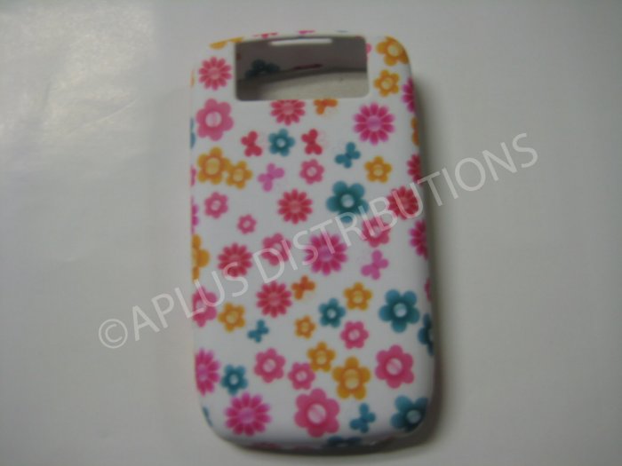 New Pink Bursting Flowers TPU Cover For Blackberry 8900 - (0101)