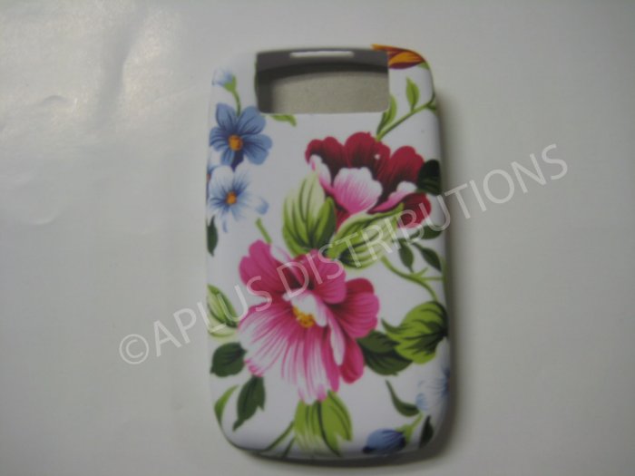 New White Pink Flowers TPU Cover For Blackberry 8900 - (0089)