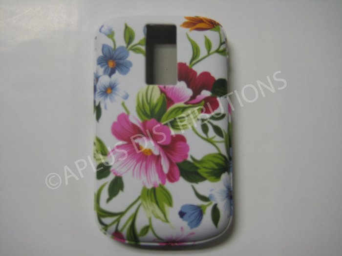 New White Pink Flowers TPU Cover For Blackberry 9000 - (0089)