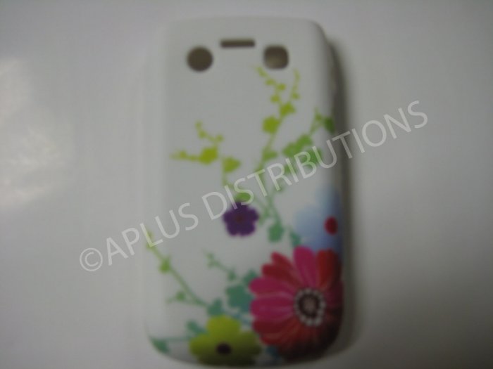 New White Multi Daises TPU Cover For Blackberry 9700 - (0028)