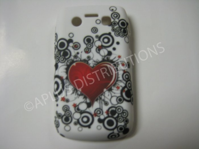 New Red Heart In Middle TPU Cover For Blackberry 9700 - (0109)