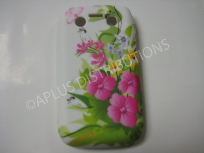 New Pink Flower Image TPU Cover For Blackberry 9700 - (0108)