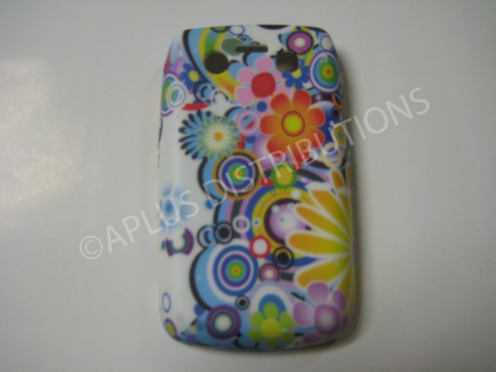 New Multi-Color Flower W/Circles TPU Cover For Blackberry 9700 - (0114)