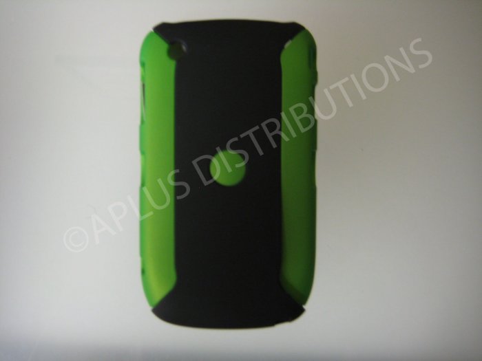 New Green/Black Metallic Two Piece Design Hard Protective Cover For Blackberry 8520 - (0123)