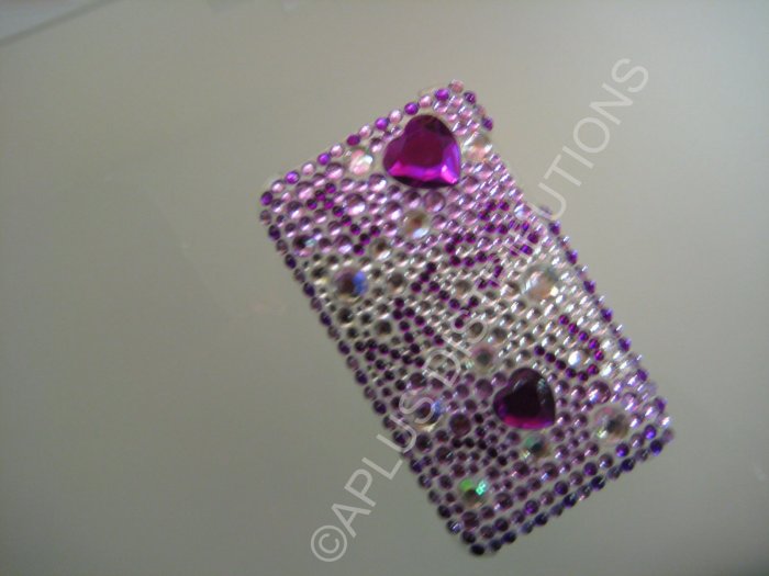 NEW FASHIONABLE BLING I MISS YOU W/DIAMONDS FOR IPOD TOUCH 2ND 3RD GENERATION-PURPLE/WHITE