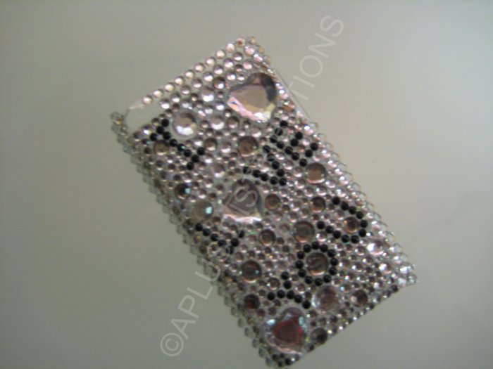 NEW FASHIONABLE BLING I LOVE YOU WITH DIAMONDS FOR IPOD TOUCH 4TH GENERATION-Black/White