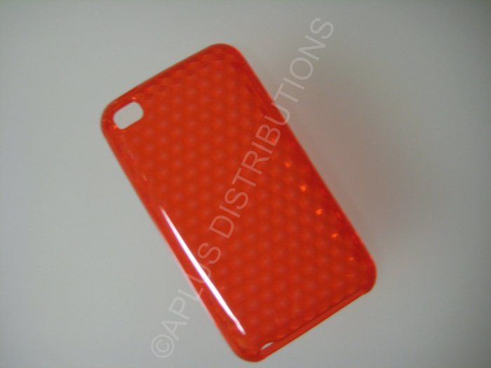 NEW FOR IPOD TOUCH 4TH GENERATION TRANSPARENT DIAMOND CUT PATTERN-RED
