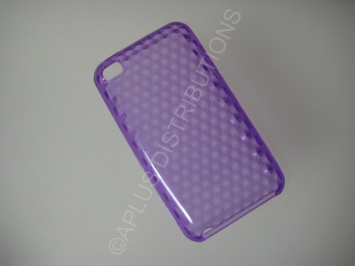 NEW FOR IPOD TOUCH 4TH GENERATION TRANSPARENT DIAMOND CUT PATTERN-PURPLE