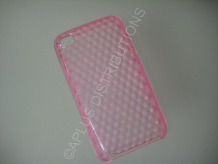 NEW FOR IPOD TOUCH 4TH GENERATION TRANSPARENT DIAMOND CUT PATTERN-PINK