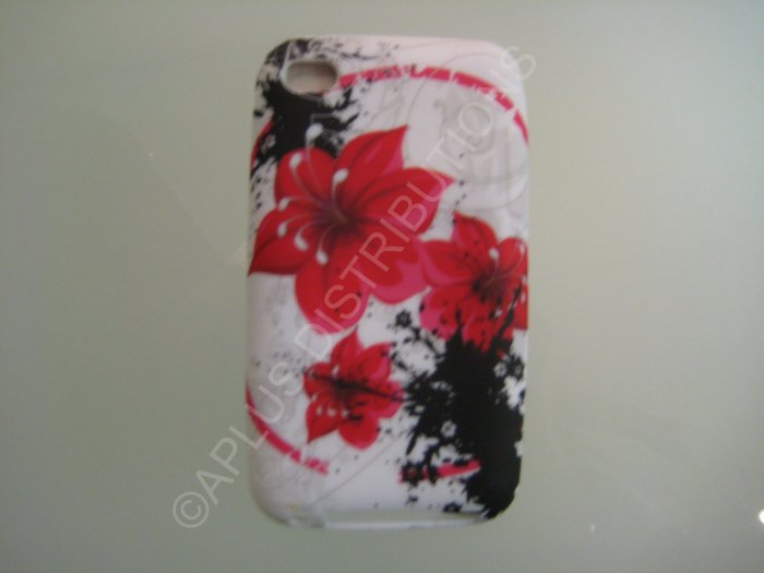 NEW FOR IPOD TOUCH 4TH GENERATION FLOWER IMAGE-RED/BLACK