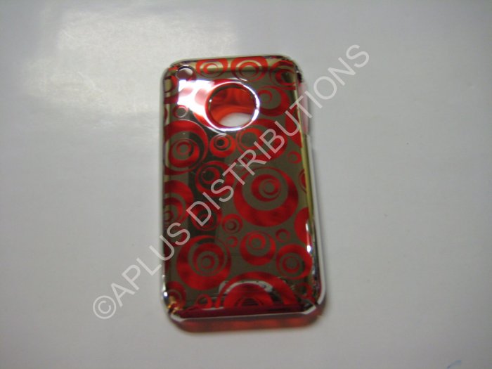 New Red Chrome Multi-Circles Design Hard Protective Cover For iPhone 3G 3GS - (0073)