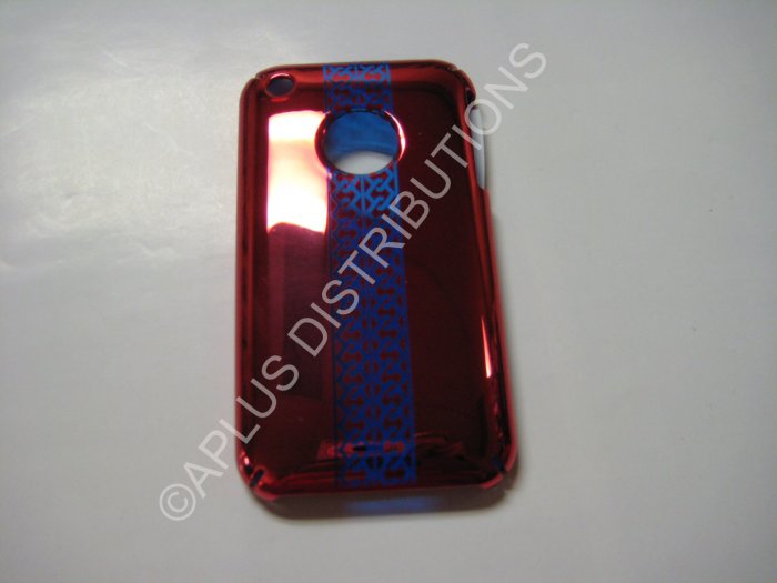 New Red Chrome Tire Tracks Design Hard Protective Cover For iPhone 3G 3GS - (0070)
