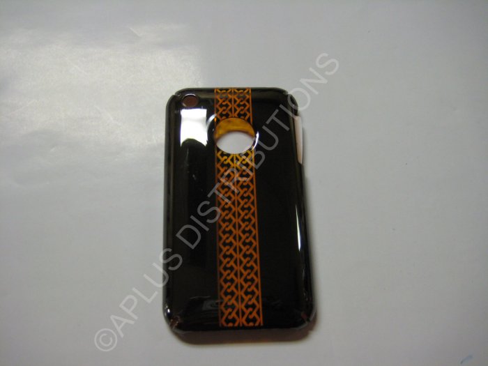 New Black Chrome Tire Tracks Design Hard Protective Cover For iPhone 3G 3GS - (0071)