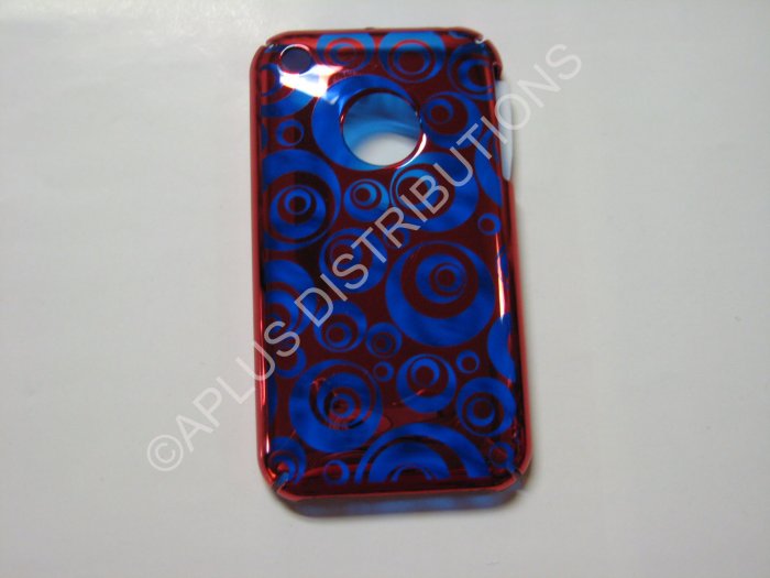 New Red Chrome Multi-Circles Design Hard Protective Cover For iPhone 3G 3GS - (0073)