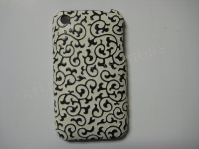 New Black Princess Swirl Design Hard Protective Cover For iPhone 3G 3GS - (0027)