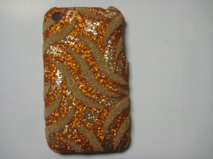 New Bronze Glittery Swirlz Design Hard Protective Cover For iPhone 3G 3GS - (0032)